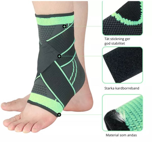 Ankelbeskyttelse Fleksibel - Grønn/Svart