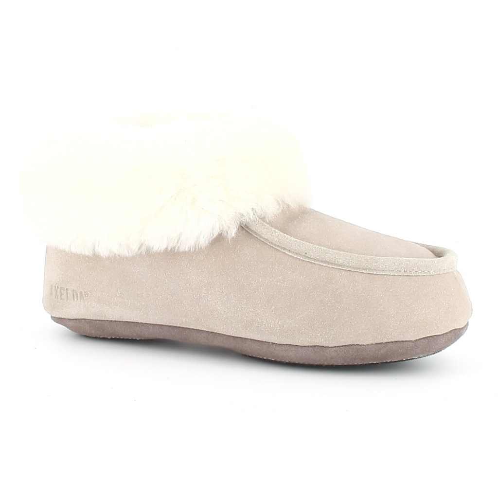 Saueskinnstøfler London Sand/Hvit